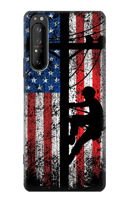 S3803 Electrician Lineman American Flag Case For Sony Xperia 1 II