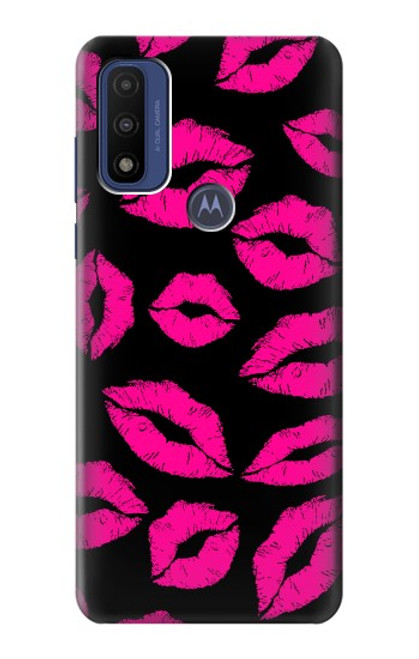 S2933 Pink Lips Kisses on Black Case For Motorola G Pure