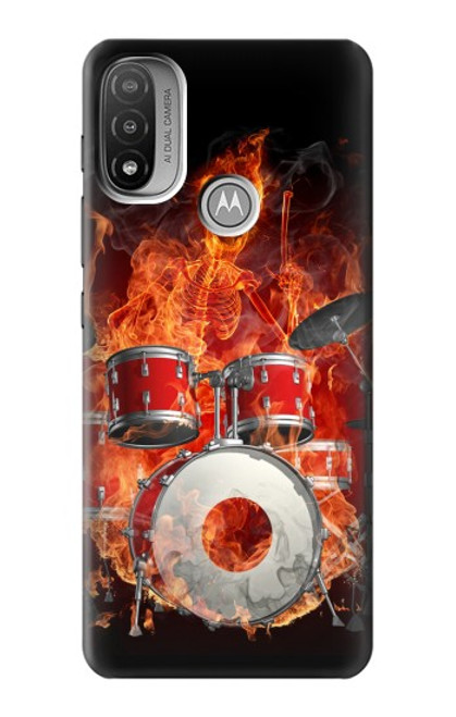 S1431 Skull Drum Fire Rock Case For Motorola Moto E20,E30,E40
