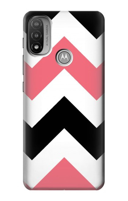 S1849 Pink Black Chevron Zigzag Case For Motorola Moto E20,E30,E40