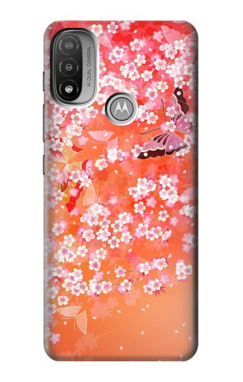 S2543 Japanese Kimono Style Flower Pattern Case For Motorola Moto E20,E30,E40