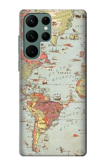 S3418 Vintage World Map Case For Samsung Galaxy S22 Ultra