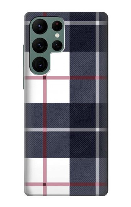 S3452 Plaid Fabric Pattern Case For Samsung Galaxy S22 Ultra