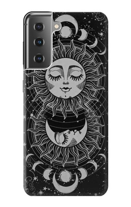 S3854 Mystical Sun Face Crescent Moon Case For Samsung Galaxy S21 Plus 5G, Galaxy S21+ 5G