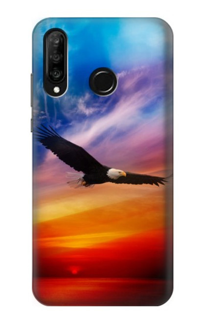 S3841 Bald Eagle Flying Colorful Sky Case For Huawei P30 lite