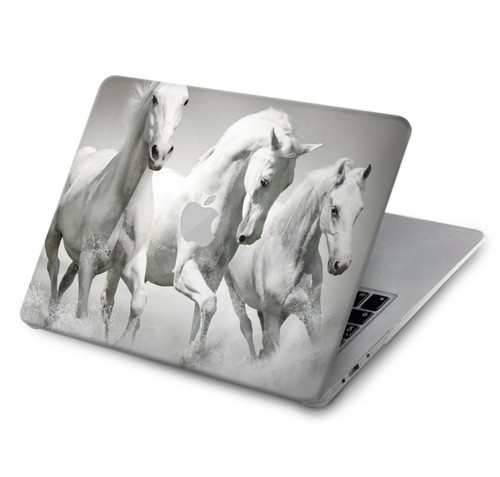 S0933 White Horses Hard Case For MacBook Pro 14 M1,M2,M3 (2021,2023) - A2442, A2779, A2992, A2918