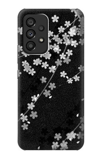 S2544 Japanese Kimono Style Black Flower Pattern Case For Samsung Galaxy A53 5G