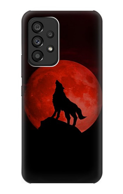 S2955 Wolf Howling Red Moon Case For Samsung Galaxy A53 5G