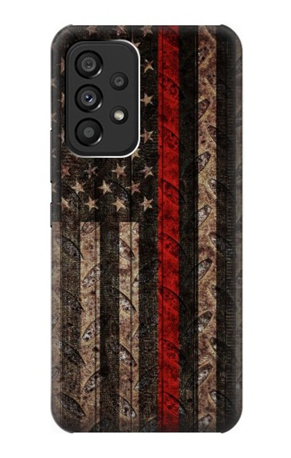 S3804 Fire Fighter Metal Red Line Flag Graphic Case For Samsung Galaxy A53 5G