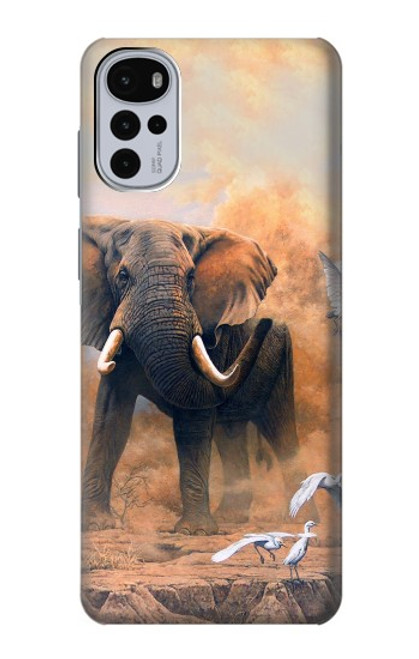 S1292 Dusty Elephant Egrets Case For Motorola Moto G22
