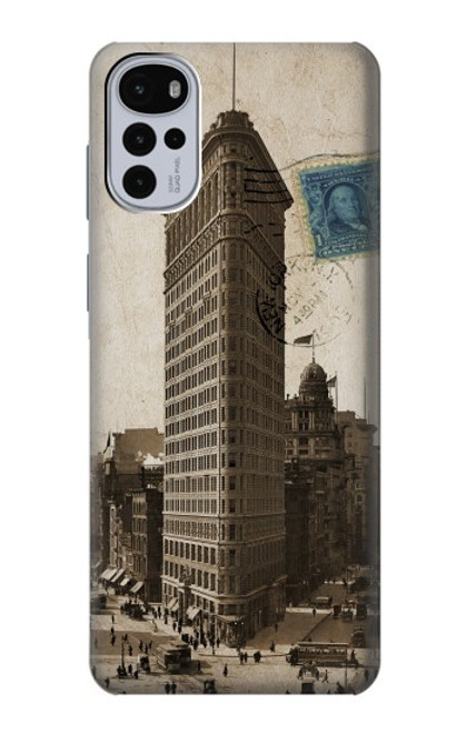S2832 New York 1903 Flatiron Building Postcard Case For Motorola Moto G22