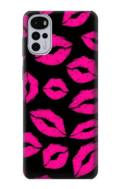 S2933 Pink Lips Kisses on Black Case For Motorola Moto G22