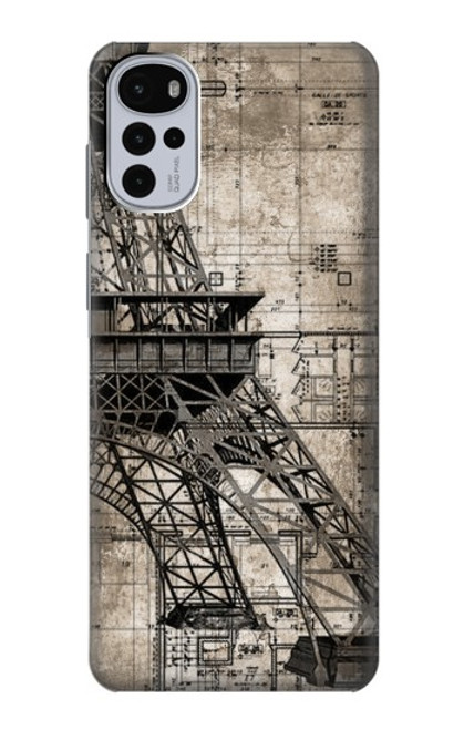 S3416 Eiffel Tower Blueprint Case For Motorola Moto G22