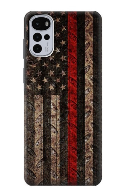 S3804 Fire Fighter Metal Red Line Flag Graphic Case For Motorola Moto G22