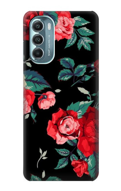 S3112 Rose Floral Pattern Black Case For Motorola Moto G Stylus 5G (2022)