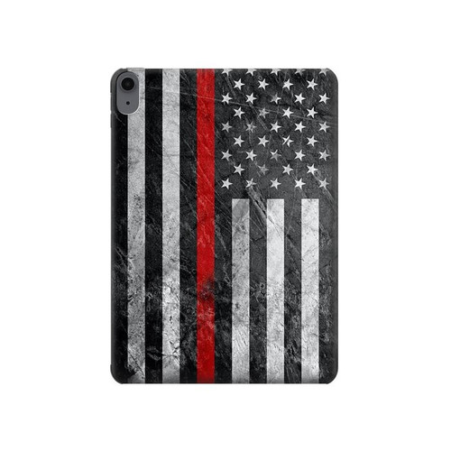 S3687 Firefighter Thin Red Line American Flag Hard Case For iPad Air (2020, 2022), Air 11 (2024,2025,2026), Pro 11 (2022)