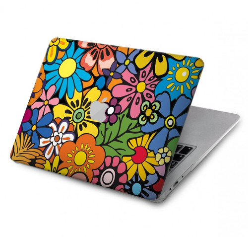 S3281 Colorful Hippie Flowers Pattern Hard Case For MacBook Air 13″ (2022,2024) - A2681, A3113