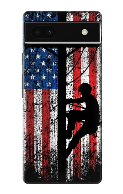S3803 Electrician Lineman American Flag Case For Google Pixel 6a
