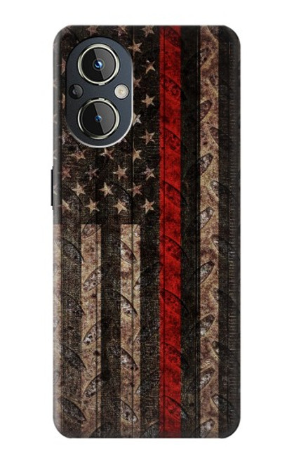 S3804 Fire Fighter Metal Red Line Flag Graphic Case For OnePlus Nord N20 5G