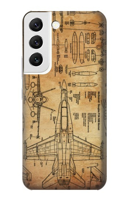 S3868 Aircraft Blueprint Old Paper Case For Samsung Galaxy S22