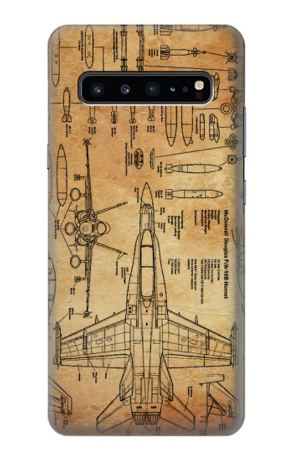 S3868 Aircraft Blueprint Old Paper Case For Samsung Galaxy S10 5G