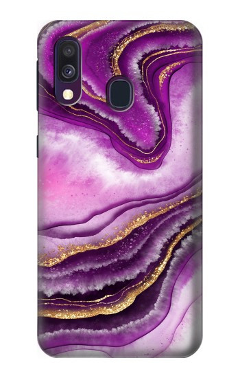 S3896 Purple Marble Gold Streaks Case For Samsung Galaxy A40