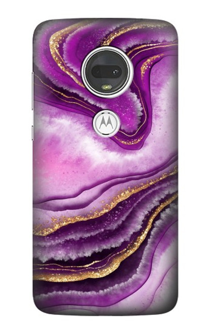 S3896 Purple Marble Gold Streaks Case For Motorola Moto G7, Moto G7 Plus