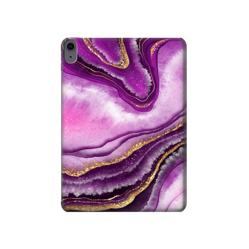 S3896 Purple Marble Gold Streaks Hard Case For iPad Air (2022, 2020), Air 11 (2024), Pro 11 (2022)