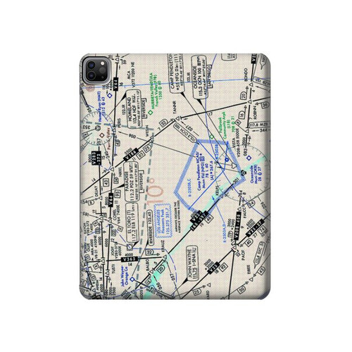 S3882 Flying Enroute Chart Hard Case For iPad Pro 12.9 (2022,2021,2020,2018, 3rd, 4th, 5th, 6th)