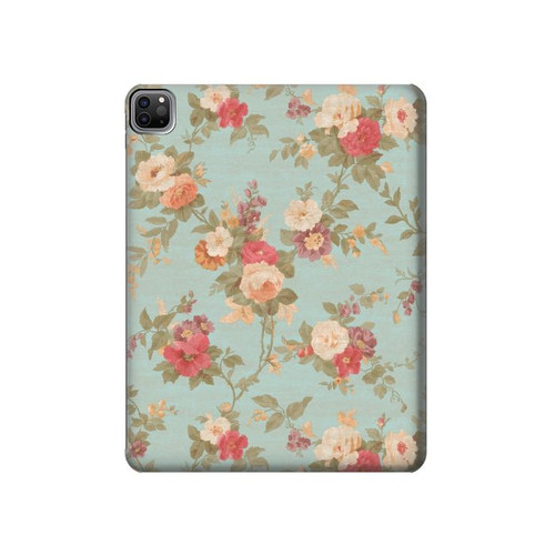 S3910 Vintage Rose Hard Case For iPad Pro 12.9 (2022,2021,2020,2018, 3rd, 4th, 5th, 6th)