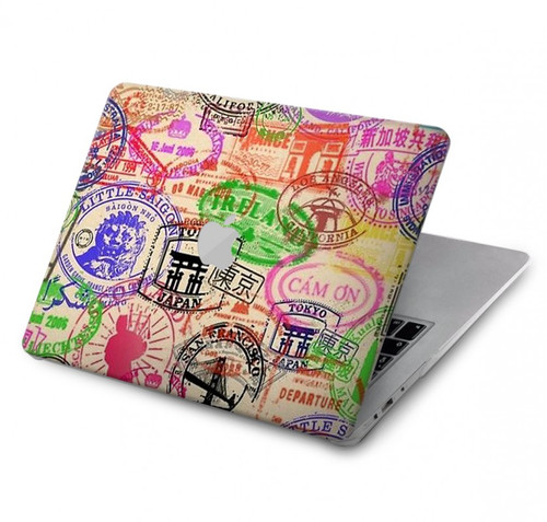 S3904 Travel Stamps Hard Case For MacBook Pro 13″ - A1706, A1708, A1989, A2159, A2289, A2251, A2338