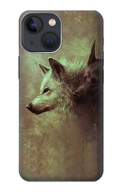 S0931 White Black Wolf Case For iPhone 14