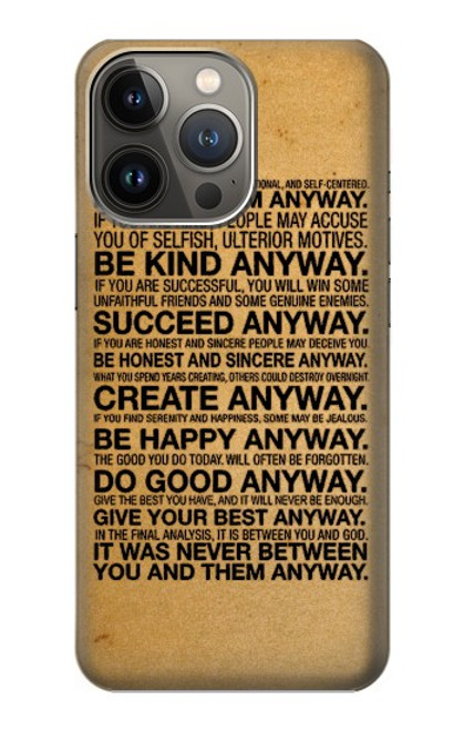 S2513 Mother Teresa Anyway Quotes Case For iPhone 14 Pro