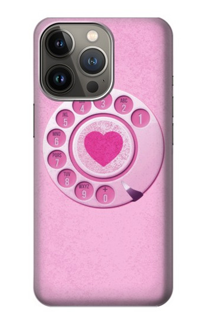 S2847 Pink Retro Rotary Phone Case For iPhone 14 Pro