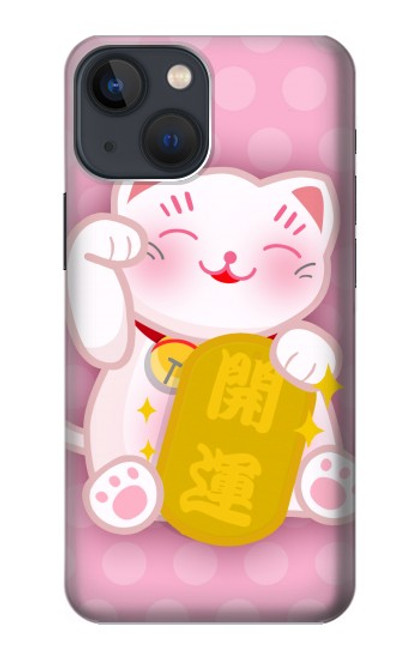 S3025 Pink Maneki Neko Lucky Cat Case For iPhone 14 Plus