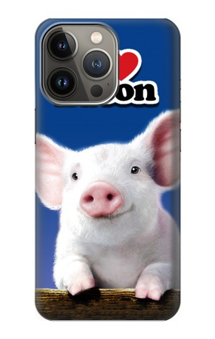 S0608 I Love Bacon Cute Baby Pig Case For iPhone 14 Pro Max