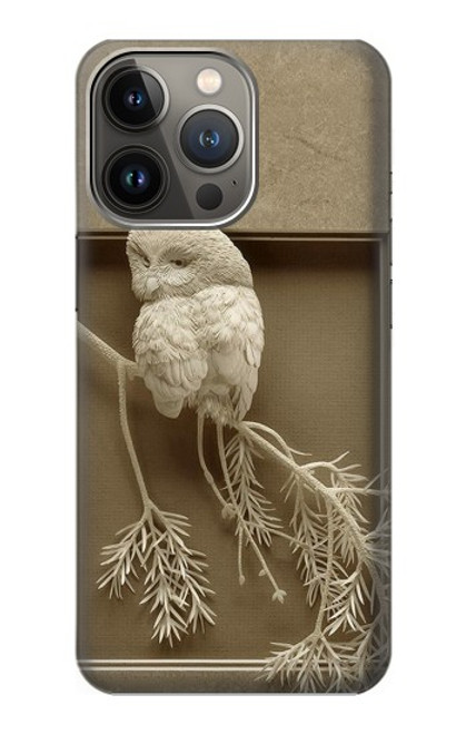 S1386 Paper Sculpture Owl Case For iPhone 14 Pro Max
