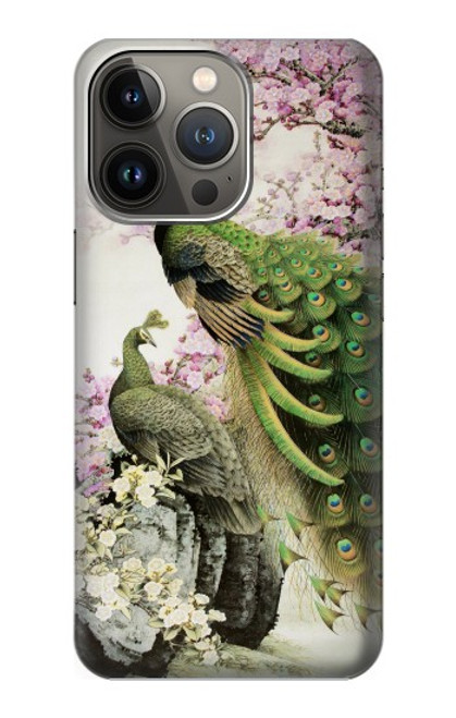 S2773 Peacock Chinese Brush Painting Case For iPhone 14 Pro Max