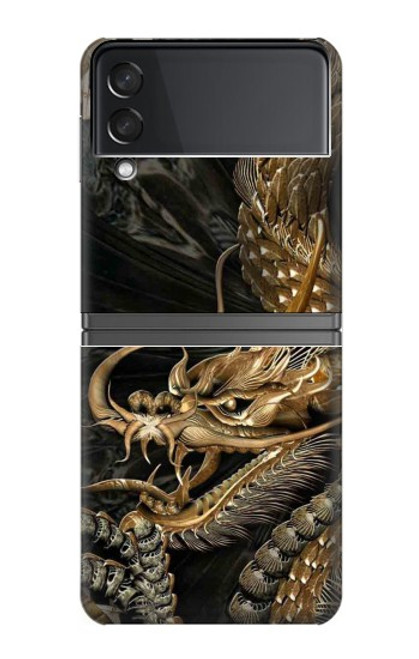 S0426 Gold Dragon Case For Samsung Galaxy Z Flip 4