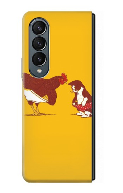 S1093 Rooster and Cat Joke Case For Samsung Galaxy Z Fold 4