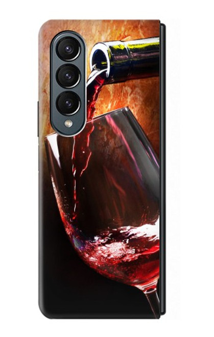 S2396 Red Wine Bottle And Glass Case For Samsung Galaxy Z Fold 4