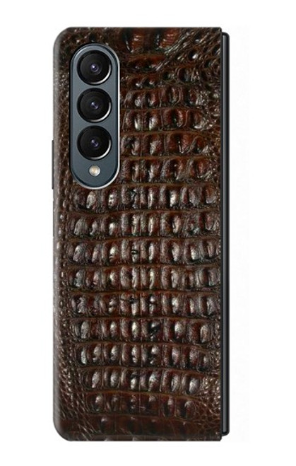 S2850 Brown Skin Alligator Graphic Printed Case For Samsung Galaxy Z Fold 4