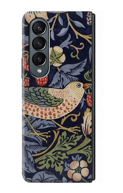 S3791 William Morris Strawberry Thief Fabric Case For Samsung Galaxy Z Fold 4