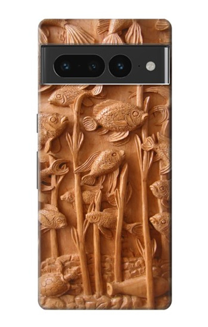 S1307 Fish Wood Carving Graphic Printed Case For Google Pixel 7 Pro