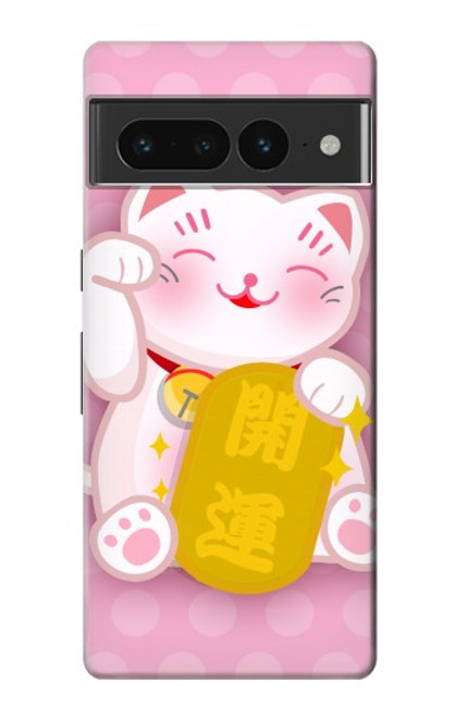 S3025 Pink Maneki Neko Lucky Cat Case For Google Pixel 7 Pro