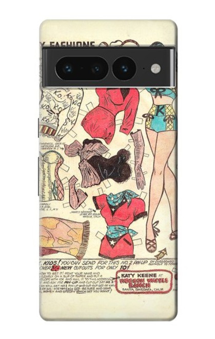 S3820 Vintage Cowgirl Fashion Paper Doll Case For Google Pixel 7 Pro