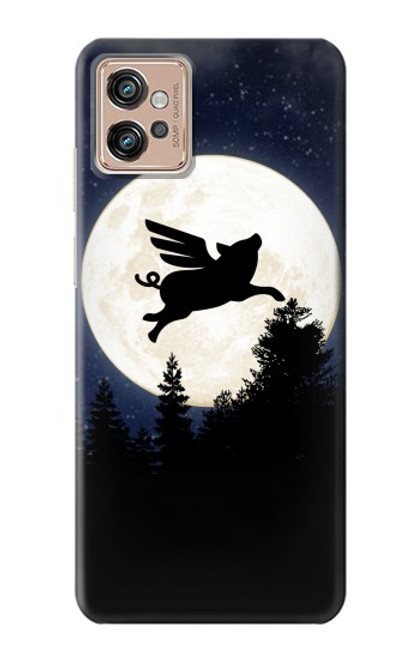 S3289 Flying Pig Full Moon Night Case For Motorola Moto G32