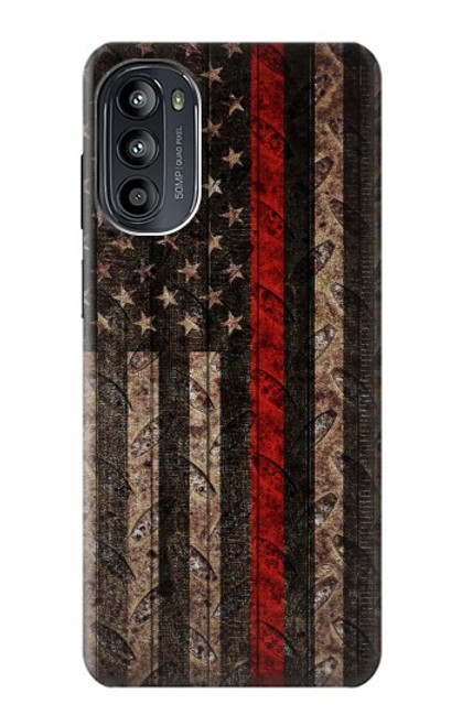 S3804 Fire Fighter Metal Red Line Flag Graphic Case For Motorola Moto G52, G82 5G