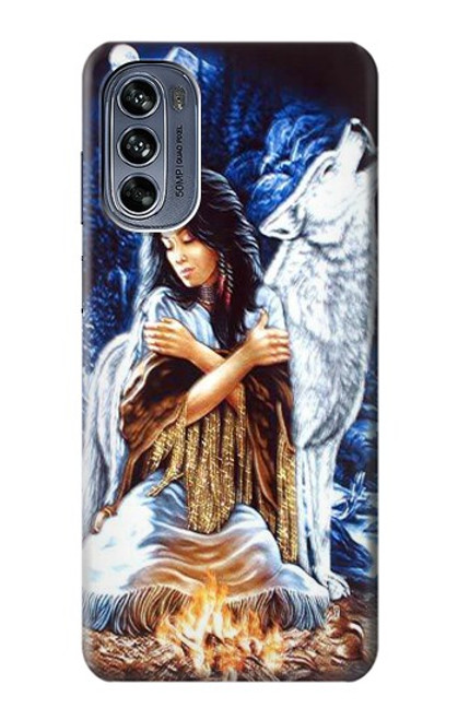 S0147 Grim Wolf Indian Girl Case For Motorola Moto G62 5G