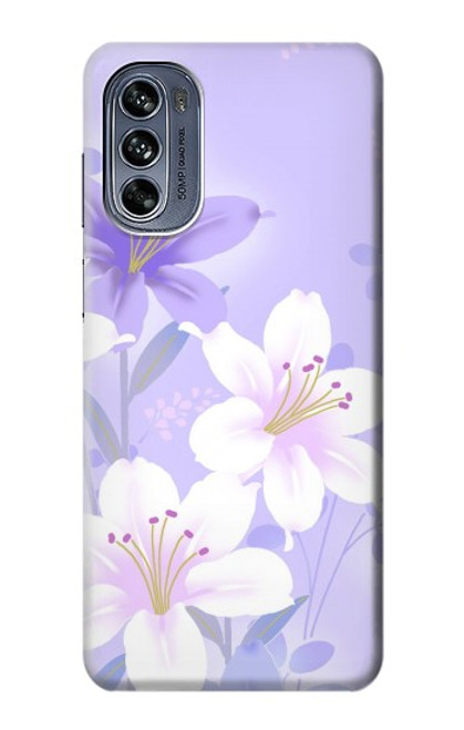 S2361 Purple White Flowers Case For Motorola Moto G62 5G